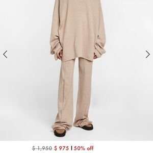 The Row Tan Egle knitted wide leg pants